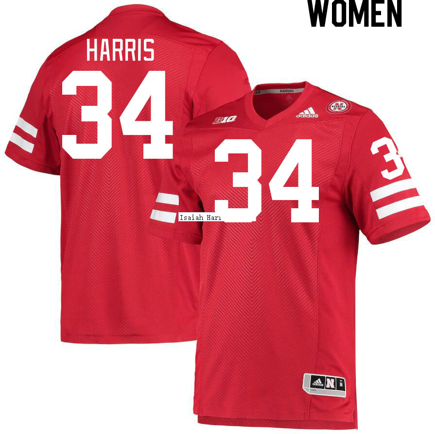 Women #34 Isaiah Harris Nebraska Cornhuskers College Football Jerseys Stitched Sale-Red - Click Image to Close